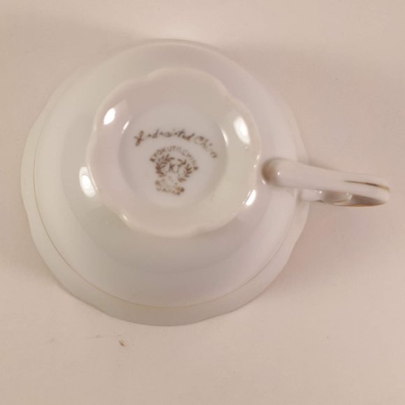 RARE !! Kyokuto Orange teacup and saucer with large flower Japan - Picture 11 of 11